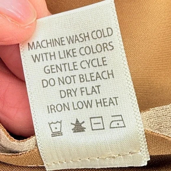 Max Studio London Tan Suede Like Pinafore Dress Size S V Neck Pockets - Picture 5 of 10